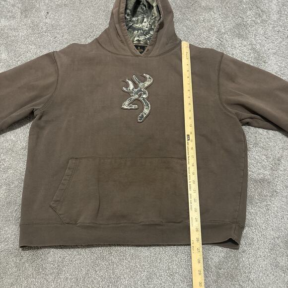 Browning Hoodie Mens XL Brown Camo Buckmark Logo Pullover Sweatshirt Hunting - Picture 5 of 6
